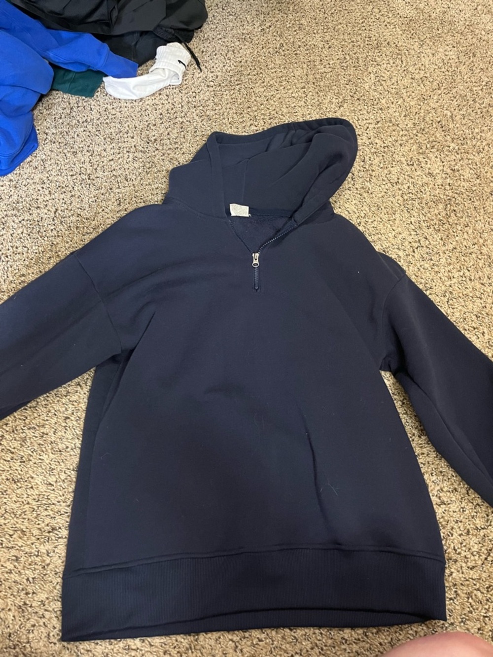 Men's Navy Half-Zip Hoodie Sweater